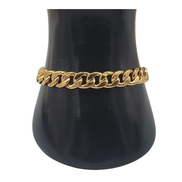 Napier Bracelet Patent Number Gold Plated Flat Cuban Link Size 7 Vintage - Picture 3 of 10